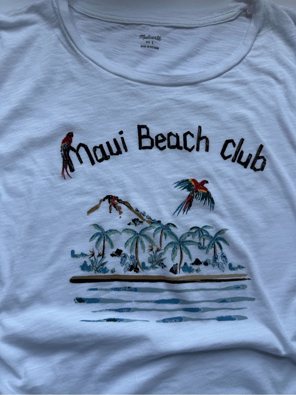 Madewell Maui Beach Club Graphic Tee Size L | White Tropical T-Shirt EUC - Picture 3 of 10